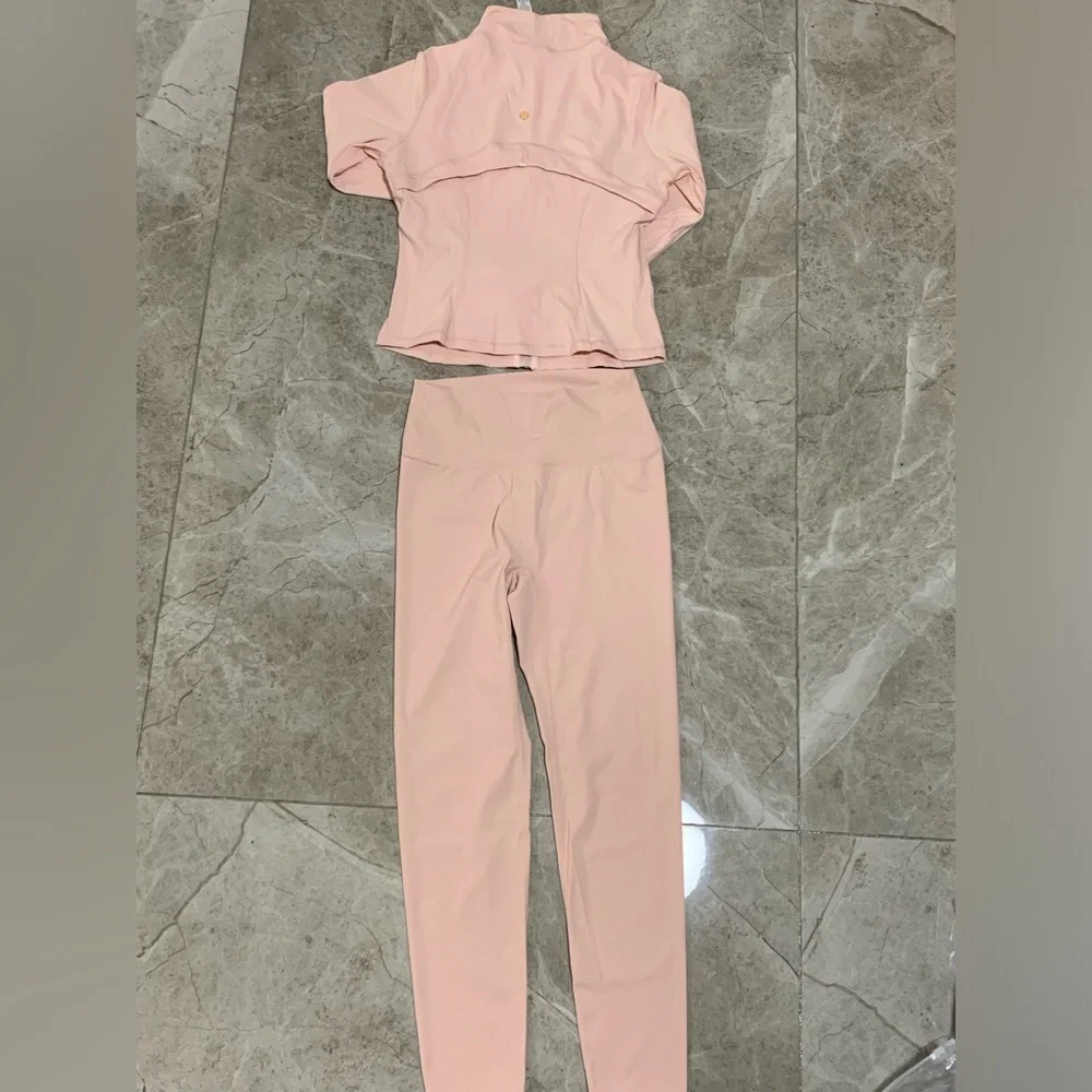 lululemon athletica Blush Pink Bomber Jacket & High-Waist Leggings Set